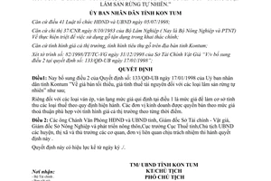 Quyết định 2132/1998/QĐ-UB bổ sung Quyết định giá tính thuế tài nguyên Kon Tum