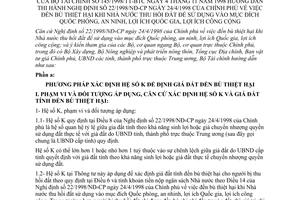 Thông tư 145/1998/TT-BTC đền bù thiệt hại nhà nước thu hồi đất sử dụng vào mục đích công hướng dẫn Nghị định 22/1998/NĐ-CP