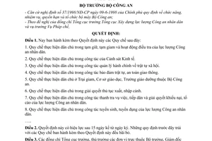 Quyết định 729/1998/QĐ-BCA (V19) quy chế thực hiện dân chủ trong lực lượng Công an nhân dân