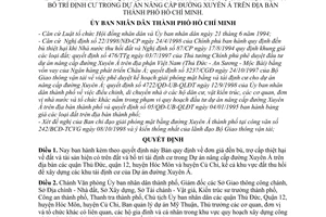 Quyết định 5957/QĐ-UB-QLĐT bản đơn giá đền bù, trợ cấp thiệt hại bố trí định cư trong dự án nâng cấp đường Xuyên Á trên địa bàn thành phố Hồ Chí Minh