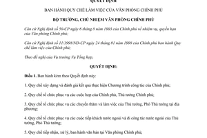 Quyết định 08/1998/QĐ-VPCP quy chế làm việc của Văn phòng Chính phủ