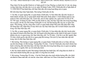 Chỉ thị 38/1998/CT-TTg triển khai quy chế thực hiện dân chủ hoạt động cơ quan