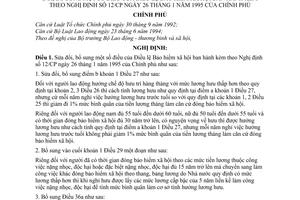 Nghị định 93/1998/NĐ-CP Điều lệ Bảo hiểm xã hội để bổ sung Điều lệ Bảo hiểm xã hội kèm theo Nghị định 12/CP