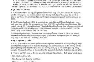 Thông tư 08/1998/TT-TCHQ hướng dẫn thủ tục hải quan hàng hoá, hành lý xuất nhập khẩu chuyên gia nước ngoài hướng dẫn Quyết định 211/1998/QĐ-TTg