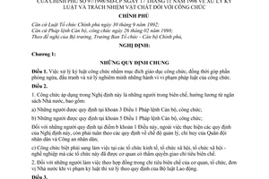 Nghị định 97/1998/NĐ-CP xử lý kỷ luật và trách nhiệm vật chất đối với công chức