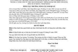 Quyết định 383/1998/TCHQ-QĐ quy trình hành thu hàng hoá xuất nhập khẩu