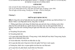Nghị định 95/1998/NĐ-CP tuyển dụng, sử dụng và quản lý công chức