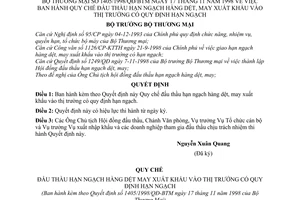 Quyết định 1405/1998/QĐ-BTM  Quy chế đấu thầu hạn ngạch hàng dệt, may xuất khẩu vào thị trường có quy định hạn ngạch