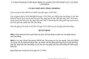 Quyết định 3100/1998/QĐ-UB Quy chế hoạt động Báo cáo viên pháp luật Lâm Đồng