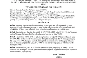 Quyết định 388/1998/QĐ-TCHQ mẫu tờ khai hàng hoá xuất nhập khẩu