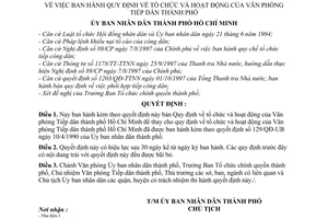 Quyết định 6319/QĐ-UB-NC tổ chức hoạt động văn phòng tiếp dân thành phố