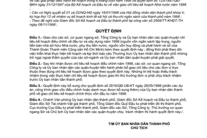 Quyết định  6320/QĐ-UB-QLDA giao chỉ tiêu kế hoạch điều chỉnh vốn đầu tư năm 1998