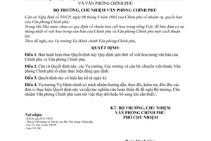Quyết định 09/1998/QĐ-VPCP Quy định viết hoa trong văn bản Chính phủ và Văn phòng Chính phủ