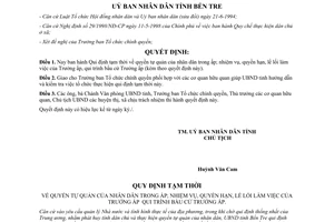 Quyết định 1877/QĐ-UB 1998 quyền tự quản nhiệm vụ quyền hạn qui trình bầu cử trưởng ấp Bến Tre