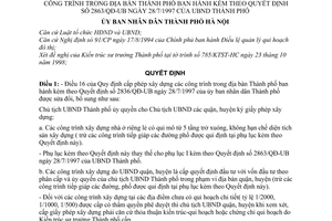 Quyết định 67/1998/QĐ-UB cấp giấy phép xây dựng các công trình  sửa đổi Điều 16 Qui định cấp phép xây dựng Quyết định 2863/QĐ-UB năm1997