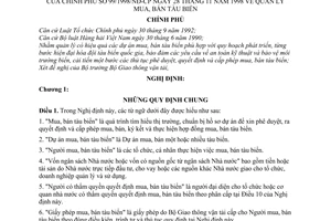 Nghị định 99/1998/NĐ-CP quản lý mua, bán tàu biển