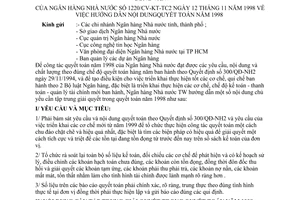Công văn 1220/CV-KT-TC2 hướng dẫn nội dung quyết toán năm 1998