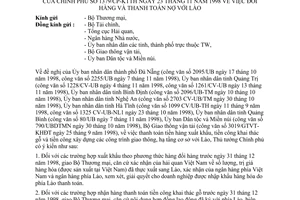 Công văn 1379/CP-KTTH đổi hàng và thanh toán nợ với Lào