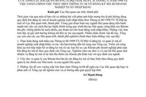 Công văn 4392/TCHQ/THTK chấn chỉnh việc thực hiện TT 06 về đăng ký mã số doanh nghiệp xuất nhập khẩu