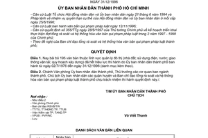 Quyết định 5985/QĐ-UB-NC bãi bỏ văn bản pháp luật hết hiệu lực lĩnh vực quản lý đô thị do UBND thành phố ban hành từ 02/7/1976 đến 31/12/1996