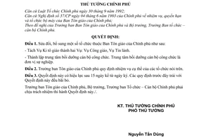 Quyết định 235/1998/QĐ-TTg  sửa đổi một số tổ chức thuộc Ban Tôn giáo của Chính phủ