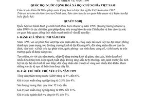 Nghị quyết 20/1998/NQ-QH10 nhiệm vụ năm 1999