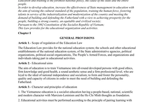 Law No.11/1998/QH10 of December 02, 1998 Education Law