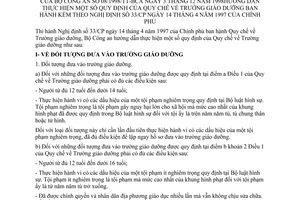 Thông tư 08/1998/TT-BCA hướng dẫn quy định Quy chế trường giáo dưỡng hướng dẫn nghị định 33/CP