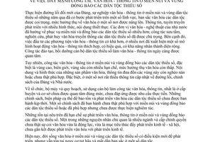 Chỉ thị 39/1998/CT-TTg đẩy mạnh công tác văn hoá  thông tin miền núi vùng đồng bào dân tộc thiểu số