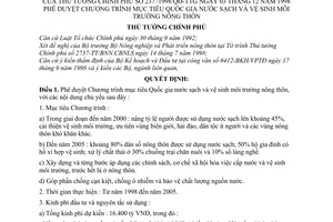 Quyết định 237/1998/QĐ-TTg phê duyệt chương trình mục tiêu quốc gia nước sạch và vệ sinh môi trường nông thôn