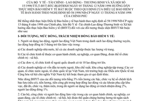 Thông tư liên tịch 15/1998/TTLT-BYT-BTC-BLĐTBXH hướng dẫn bảo hiểm y tế sửa đổi Nghị định 58/1998/NĐ-CP