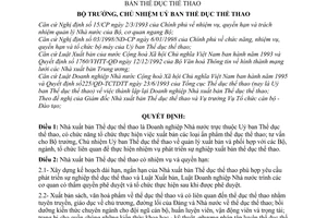 Quyết định 1365/1998/QĐ-UBTDTT chức năng, nhiệm vụ, quyền hạn và cơ cấu tổ chức của Nhà xuất bản Thể dục thể thao