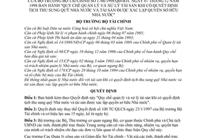 Quyết định 1766/1998/QĐ-BTC Quy chế quản lý xử lý tài sản khi có quyết định tịch thu xung quỹ Nhà nước và tài sản được xác lập quyền sở hữu Nhà nước