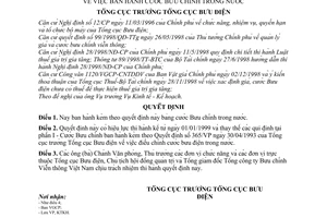 Quyết định 737/1998/QĐ-TCBĐ  cước bưu chính trong nước