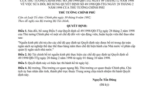 Quyết định 240/1998/QĐ-TTg sửa đổi Quyết định 49/1998/QĐ-TTg