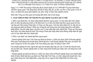 Thông tư 12/1998/TT-TCHQ hướng dẫn Quy chế Kho ngoại quan hướng dẫn Quyết định 212/1998/QĐ-TTg