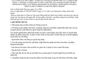 Thông tư liên tịch 06/1998/TTLT-TCBĐ-TCHQ thủ tục hải quan bưu phẩm bưu kiện vật phẩm hàng hoá xuất nhập khẩu gửi qua bưu chính chuyển phát nhanh