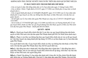 Quyết định 6681/QĐ-UB-QLĐT duyệt quy hoạch điều chỉnh (lần thứ 3) khu vực quy hoạch không bán nhà thuộc sở hữu nhà nước  quận Phú Nhuận