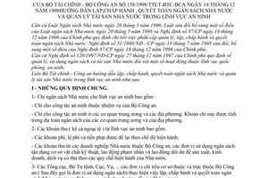 Thông tư liên tịch 158/1998/TTLT-BTC-BCA hướng dẫn lập, chấp hành, quyết toán ngân sách Nhà nước quản lý tài sản Nhà nước lĩnh vực an ninh