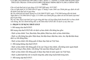 Thông tư 164/1998/TT-BTC hướng dẫn thuế giá trị gia tăng (GTGT) hoạt động dịch vụ bưu chính viễn thông
