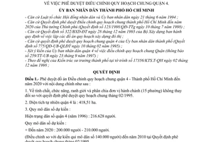 Quyết định 6785/QĐ-UB-QLĐT phê duyệt điều chỉnh quy hoạch quận 4