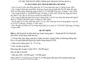 Quyết định 6790/QĐ-UB-QLĐT phê duyệt điều chỉnh quy hoạch quận 1