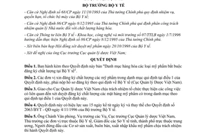 Quyết định 3629/1998/QĐ-BYT danh mục mỹ phẩm bắt buộc đăng ký chất lượng