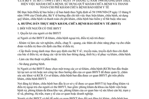 Thông tư 17/1998/TT-BYT thực hiện khám chữa bệnh, sử dụng quỹ khám chữa bệnh thanh toán chi phí bảo hiểm y tế