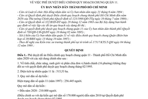 Quyết định 6860/QĐ-UB-QLĐT phê duyệt điều chỉnh quy hoạch quận 11