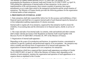 Circular No. 171/1998/TT-BTC of December 22, 1998 guiding the organization of internal audits at state enterprises