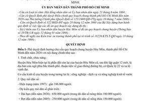 Quyết định 6992/QĐ-UB-QLĐT phê duyệt quy hoạch huyện Hóc Môn, thành phố Hồ Chí Minh