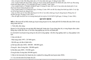 Quyết định 6994/QĐ-UB-QLĐT phê duyệt điều chỉnh quy hoạch huyện Củ Chi, thành phố Hồ Chí Minh