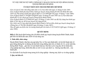 Quyết định 6993/QĐ-UB-QLĐT phê duyệt điều chỉnh quy hoạch huyện Bình Chánh, thành phố Hồ Chí Minh