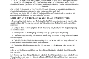 Thông tư 21/1998/TT-BTM hướng dẫn Quyết định 205/1998/QĐ-TTg Quy chế cửa hàng kinh doanh hàng miễn thuế